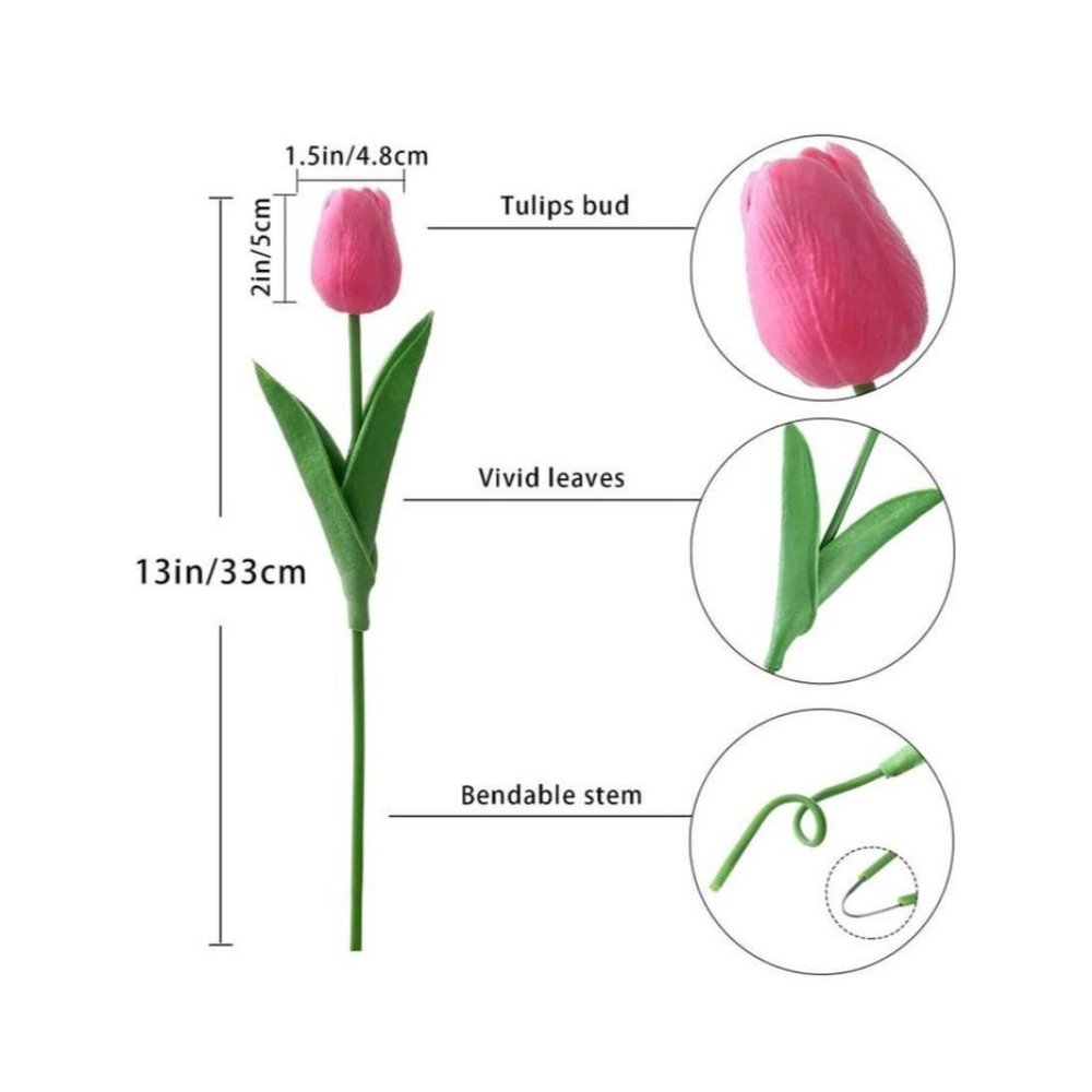 20 Count | Pink Tulips Real Touch Artificial Flowers Wedding Floral Bouquet New - Picture 10 of 11
